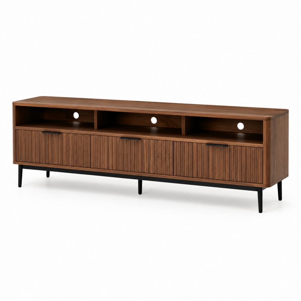 Mobile TV basso noce in MDF impiallacciato con 3 ante 180 x 40 x 60 cm
