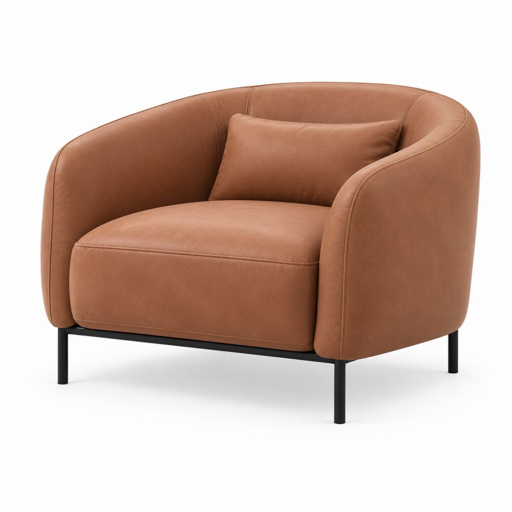 Poltrona da soggiorno marrone in microfibra effetto pelle con struttura in acciaio 80 x 78 x 75 cm