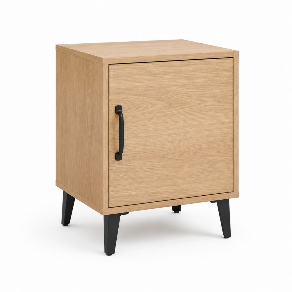 Comodino con anta rovere chiaro in pannello truciolare 40 x 35 x 60 cm