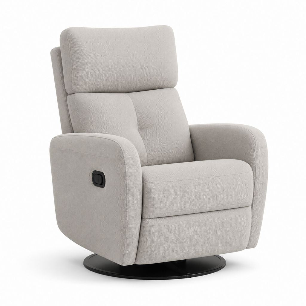 Poltrona reclinabile girevole grigio chiaro in poliestere 82 x 92 x 105 cm