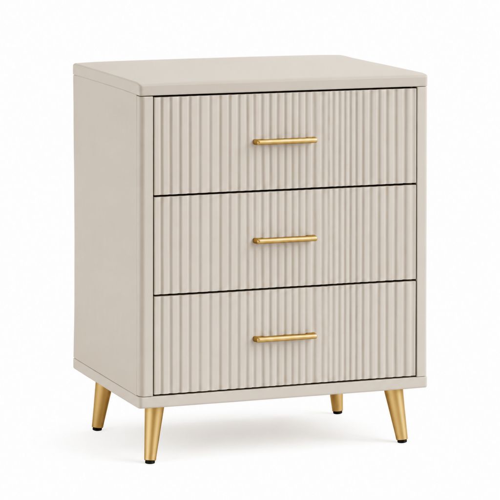 Comodino a 3 cassetti beige in MDF rettangolare 50 x 40 x 65 cm